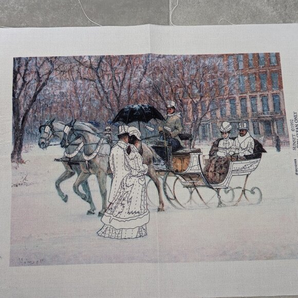 Crewel Needlepoint Vintage Dimensions Winter Impressions Embroidery canvas 1992 - Picture 1 of 5